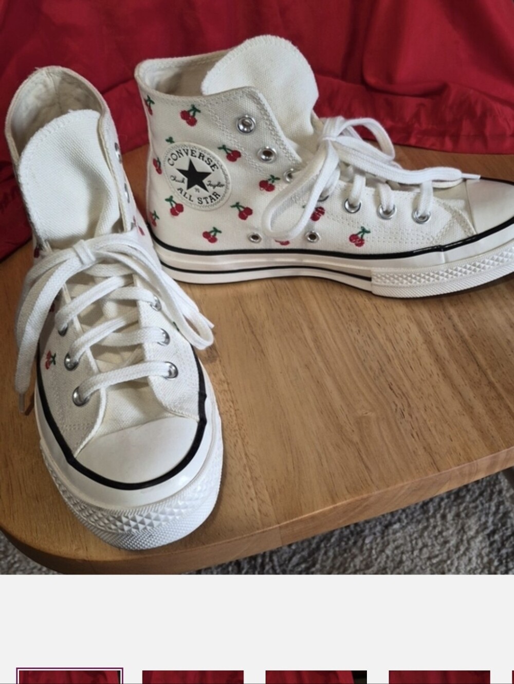 Chuck Taylor Converse ALL Stars High Top Sneakers With Cherries πππ - Picture 10 of 10